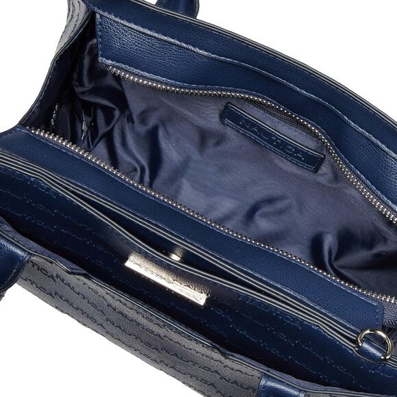 Nautica Women Sandy Jr Satchel Navy Embossed Logo Top Handle Removable Crossbody - Picture 6 of 7